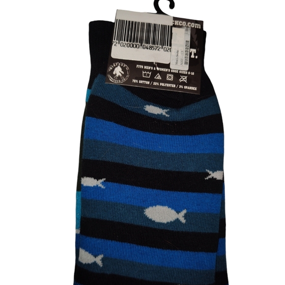 Bigfoot Sock Co. Fishing Sasquatch On Doc/ Fish Designs Unisex Socks Size 6-12 - Picture 2 of 4